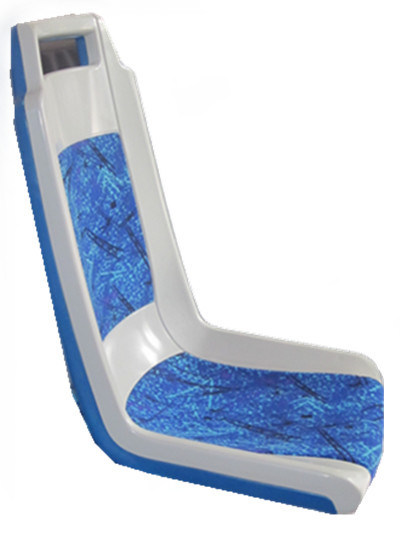 Kursi Bus Plastik Ergonomis Warna Biru Blow Molded 425mm Lebar Bentuk Langsing
